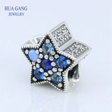 925 Silver Bright Star Charm Crystals Bead Bracelet DIY 796379NSBMX