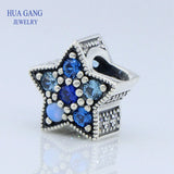 925 Silver Bright Star Charm Crystals Bead Bracelet DIY 796379NSBMX