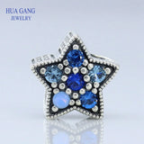 925 Silver Bright Star Charm Crystals Bead Bracelet DIY 796379NSBMX