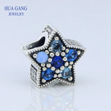 925 Silver Bright Star Charm Crystals Bead Bracelet DIY 796379NSBMX
