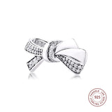 925 Sterling Silver Bow Bead Charm for Bracelets DIY Jewelry Making