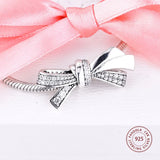 925 Sterling Silver Bow Bead Charm for Bracelets DIY Jewelry Making