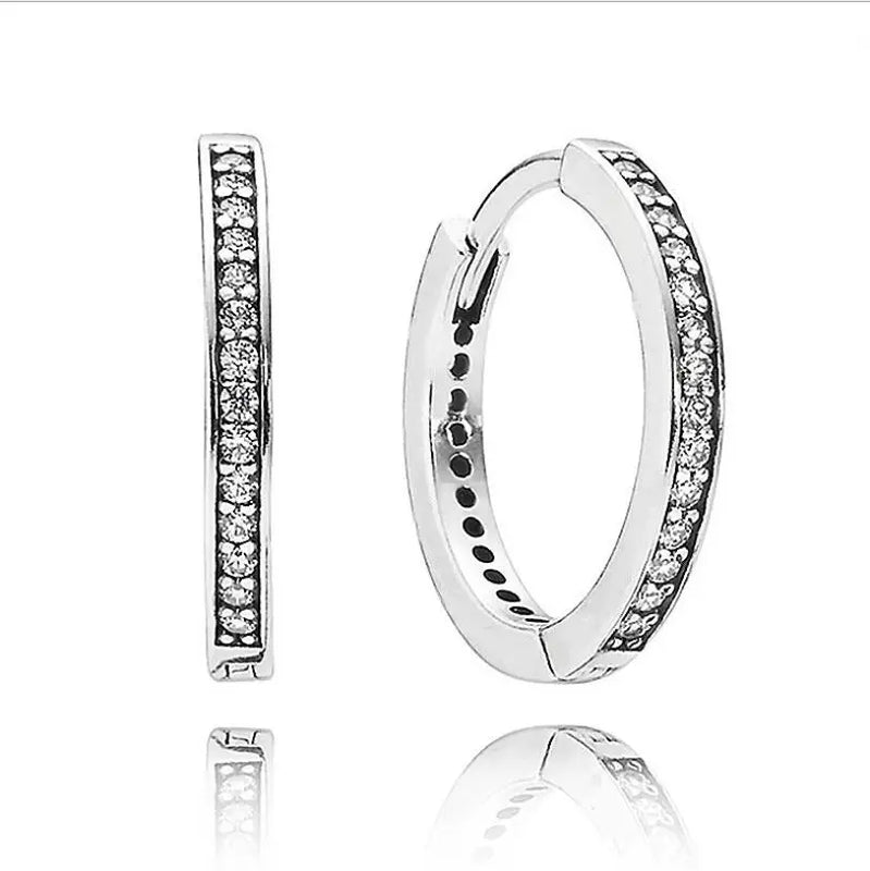 925 Silver CZ Hoop Earrings Jewelry for Women