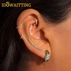 925 Silver CZ Twist Geometric CZ Hoop Earrings