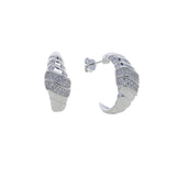 925 Silver CZ Twist Geometric CZ Hoop Earrings