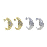 925 Silver CZ Twist Geometric CZ Hoop Earrings
