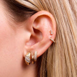 925 Silver CZ Twist Geometric CZ Hoop Earrings