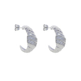 925 Silver CZ Twist Geometric CZ Hoop Earrings
