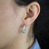 925 Silver CZ Twist Geometric CZ Hoop Earrings