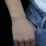 925 Sterling Silver CZ Zircon Heart Charm Bracelet For Women