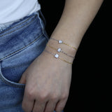 925 Sterling Silver CZ Zircon Heart Charm Bracelet For Women