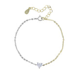 925 Sterling Silver CZ Zircon Heart Charm Bracelet For Women
