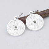 925 Sterling Silver Chinese Characters Round Charms Pendant 12mm