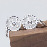 925 Sterling Silver Chinese Characters Round Charms Pendant 12mm