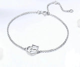 925 Silver Cat Heart Link Bracelet Women Silver Jewelry Gift
