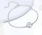 925 Silver Cat Heart Link Bracelet Women Silver Jewelry Gift