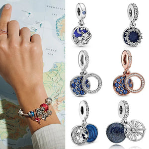 925 Sterling Silver Charm Star Moon Pendant for Women Bracelet & Necklace