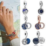 925 Sterling Silver Charm Star Moon Pendant for Women Bracelet & Necklace