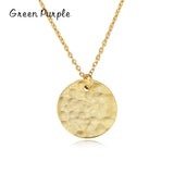 925 Silver Charm Coin Pendant Necklace 18K Texture Chain Wedding Jewelry