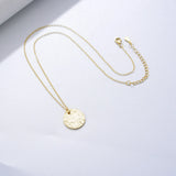 925 Silver Charm Coin Pendant Necklace 18K Texture Chain Wedding Jewelry