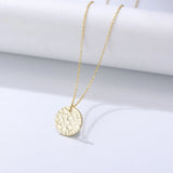 925 Silver Charm Coin Pendant Necklace 18K Texture Chain Wedding Jewelry