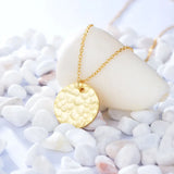925 Silver Charm Coin Pendant Necklace 18K Texture Chain Wedding Jewelry
