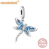 Dragonfly Dangle Charm 925 Silver Fit pan Bead Bracelet