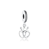 925 Sterling Silver Crowned Hearts Orchid Charms Beads for Bracelet DIY