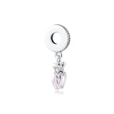 925 Sterling Silver Crowned Hearts Orchid Charms Beads for Bracelet DIY