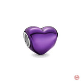 925 Sterling Silver Dream Purple Beads Love Heart Flowers Pendant