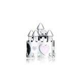925 Silver Pink Castle Bead for Necklaces Bracelets