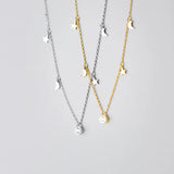 925 Silver Choker Tassel Star Moon Pendant Necklace for Women