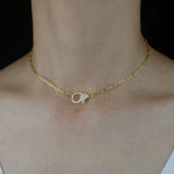 925 Silver Clear Cz Paved Lobster Charm Choker Necklace