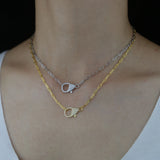 925 Silver Clear Cz Paved Lobster Charm Choker Necklace