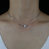 925 Silver Clear Cz Paved Lobster Charm Choker Necklace