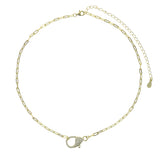 925 Silver Clear Cz Paved Lobster Charm Choker Necklace