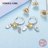 925 Silver Golden Drop Wings Earrings for Women