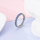 925 Silver Heart Rings Colorful Zircon Eyes Rainbow Women Wedding Jewelry