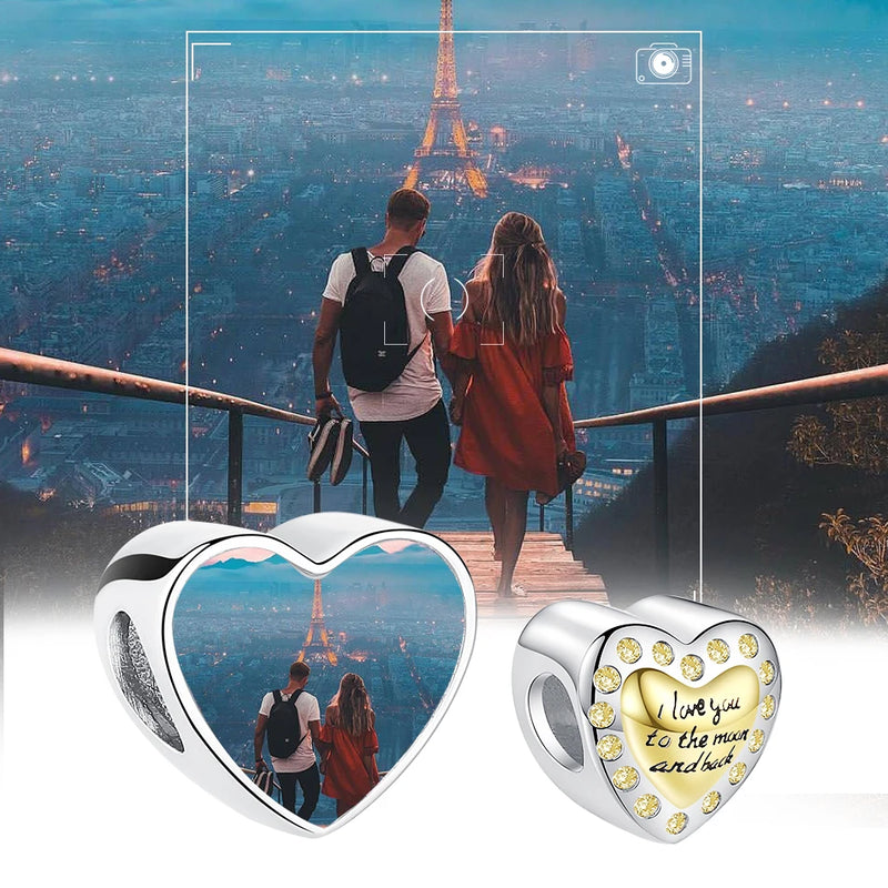 925 Silver LOVE YOU Heart Beads Charm for Women