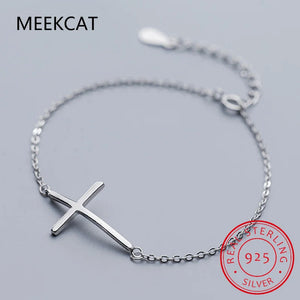 925 Silver Cross Bracelet Chain For Women Fine Jewelry S0565