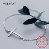 925 Silver Cross Bracelet Chain For Women Fine Jewelry S0565