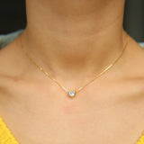 925 Silver Single Stone Heart Cz Necklace