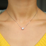 925 Silver Single Stone Heart Cz Necklace