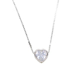 925 Silver Single Stone Heart Cz Necklace