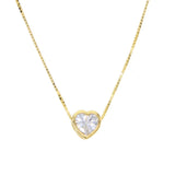 925 Silver Single Stone Heart Cz Necklace