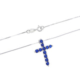 925 Silver CZ Purple Cross Pendant Necklace Women Jewelry