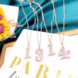 925 Silver Clavicle Chain Lady Numeral Necklace Hollow Fine Jewelry