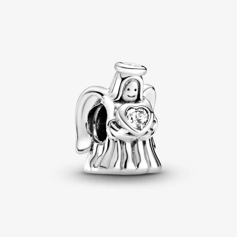 925 Silver CZ Angel of Love Beads Charm for Bracelet DIY Jewelry Gift