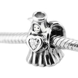 925 Silver CZ Angel of Love Beads Charm for Bracelet DIY Jewelry Gift