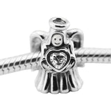 925 Silver CZ Angel of Love Beads Charm for Bracelet DIY Jewelry Gift